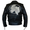 Men's Black Leather USA Eagle Embossed Motorcycle Jacket -