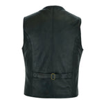 Mens Black Leather Waistcoat Vest with Snap Button -