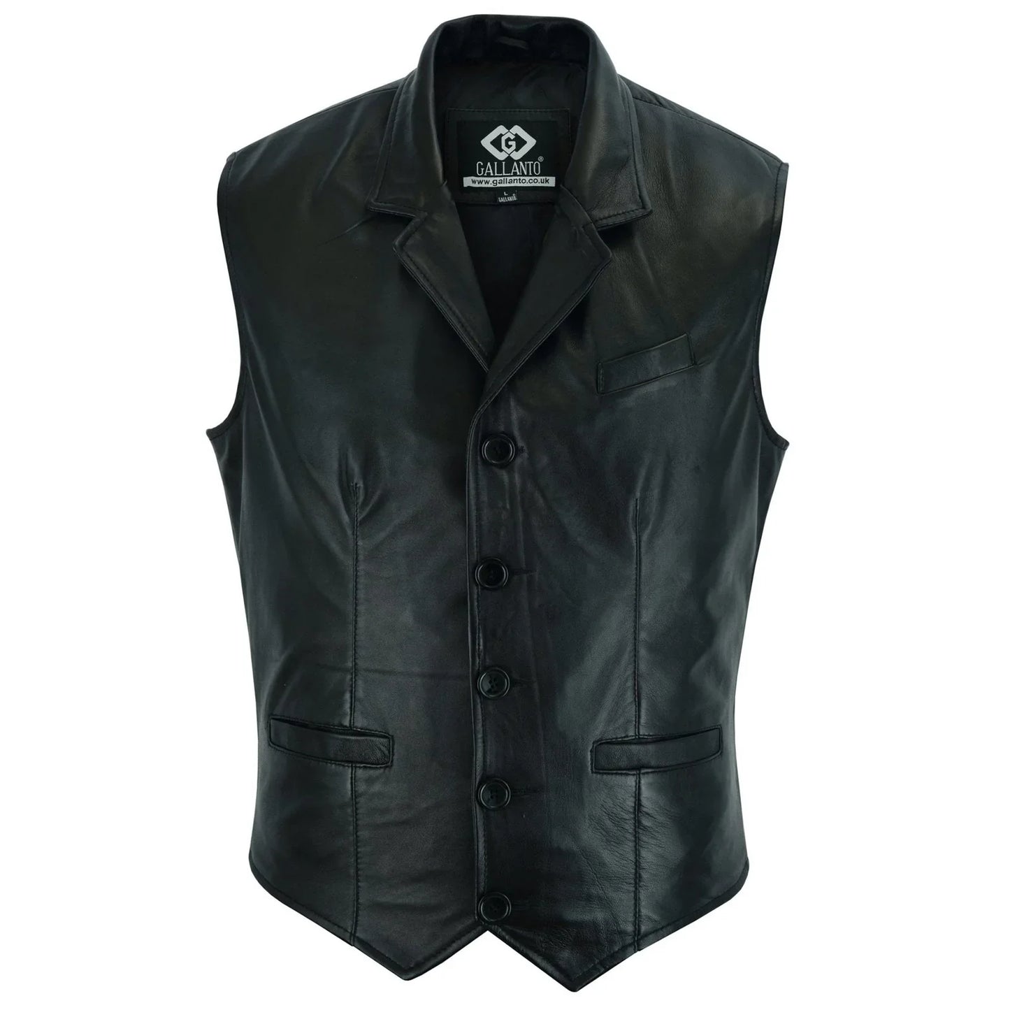 mens blazer style formal black leather waistcoat vest -