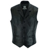 Mens Blazer Style Formal Black Leather Waistcoat Vest -