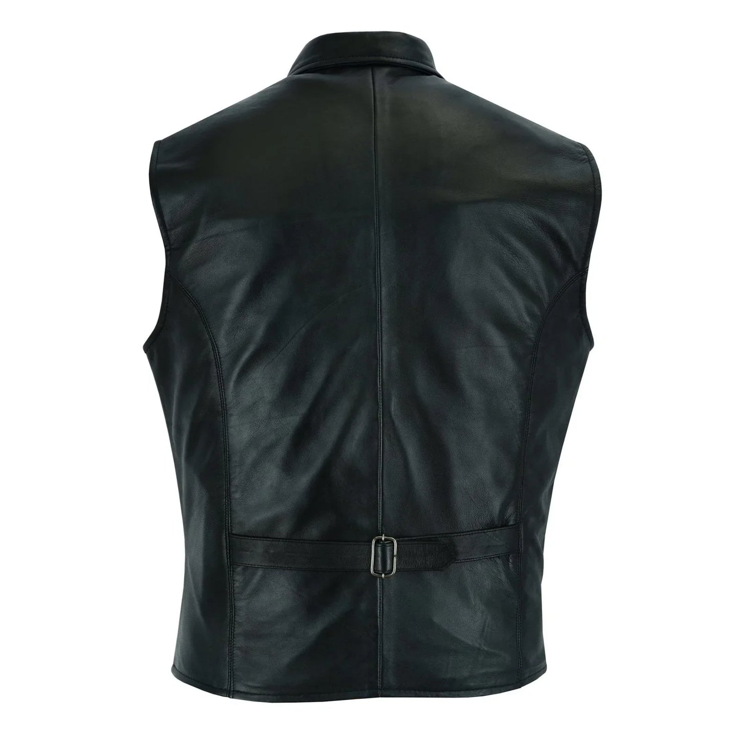 mens blazer style formal black leather waistcoat vest -