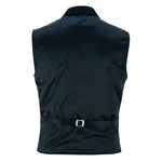 Mens Blazer Style Formal Black Suede Leather Waistcoat Vest -