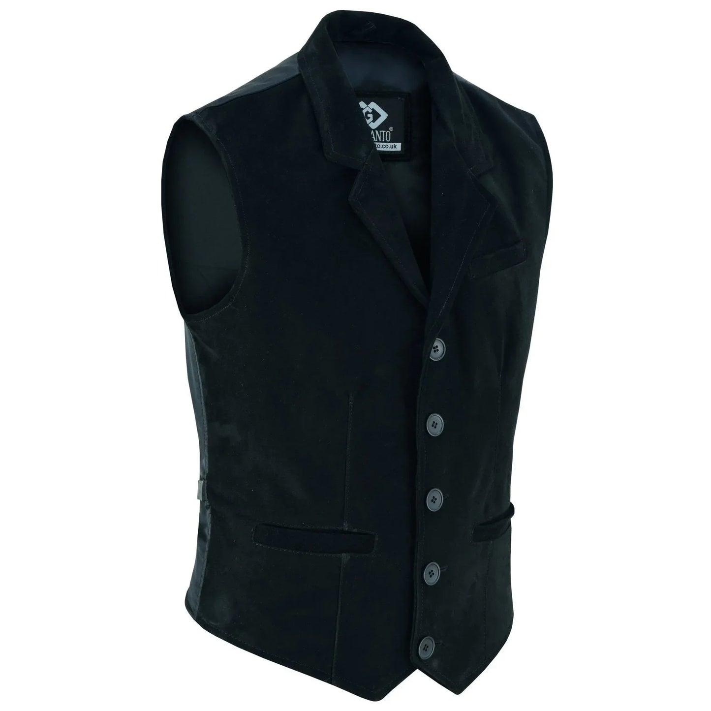 mens blazer style formal black suede leather waistcoat vest -