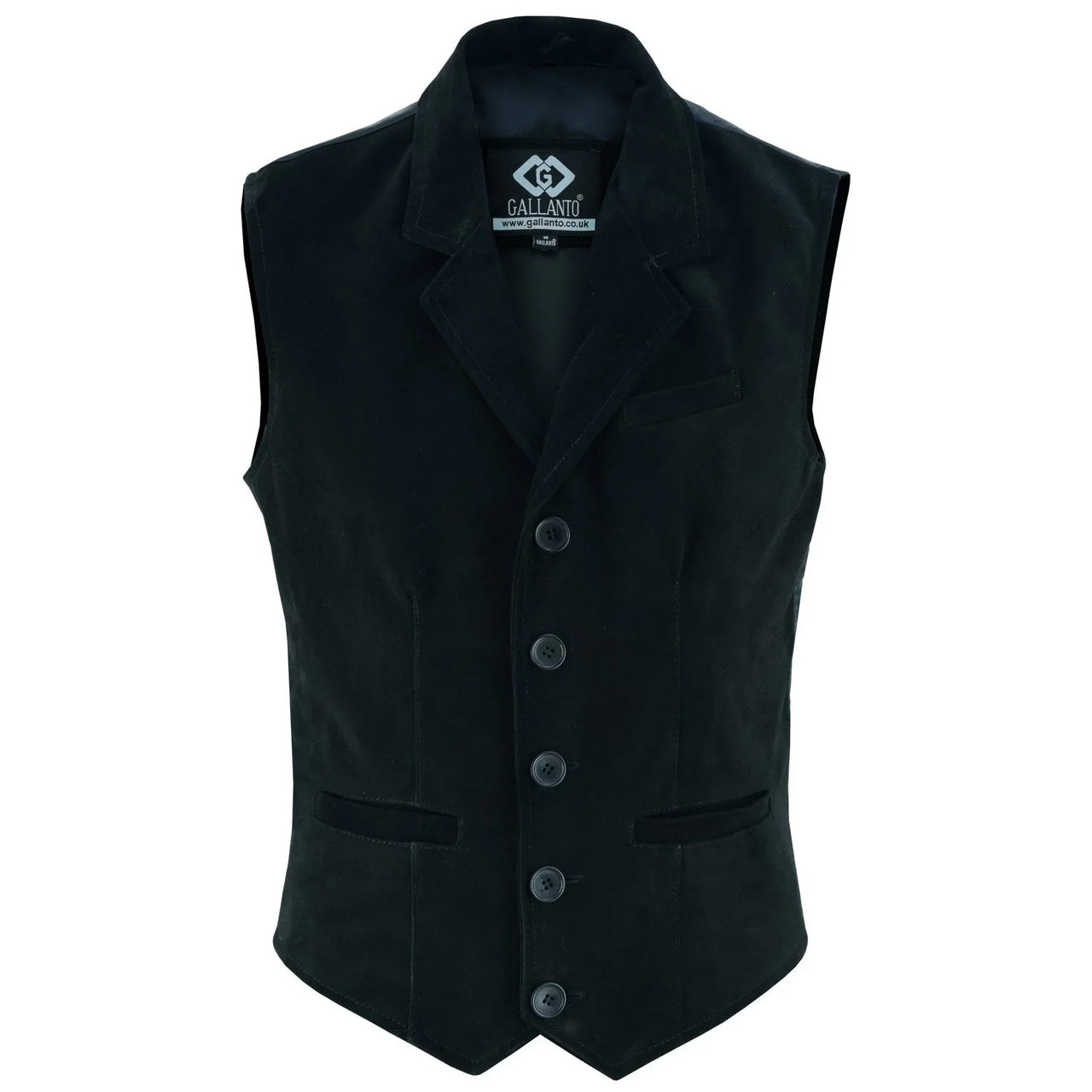 Mens Blazer Style Formal Black Suede Leather Waistcoat Vest -