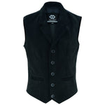 Mens Blazer Style Formal Black Suede Leather Waistcoat Vest -
