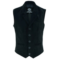 Mens Blazer Style Formal Black Suede Leather Waistcoat Vest -