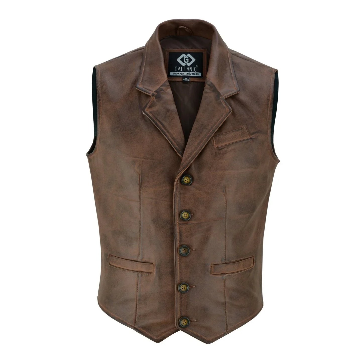 mens blazer style formal brown leather waistcoat vest -