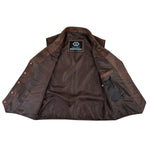 Mens Blazer Style Formal Brown Leather Waistcoat Vest -