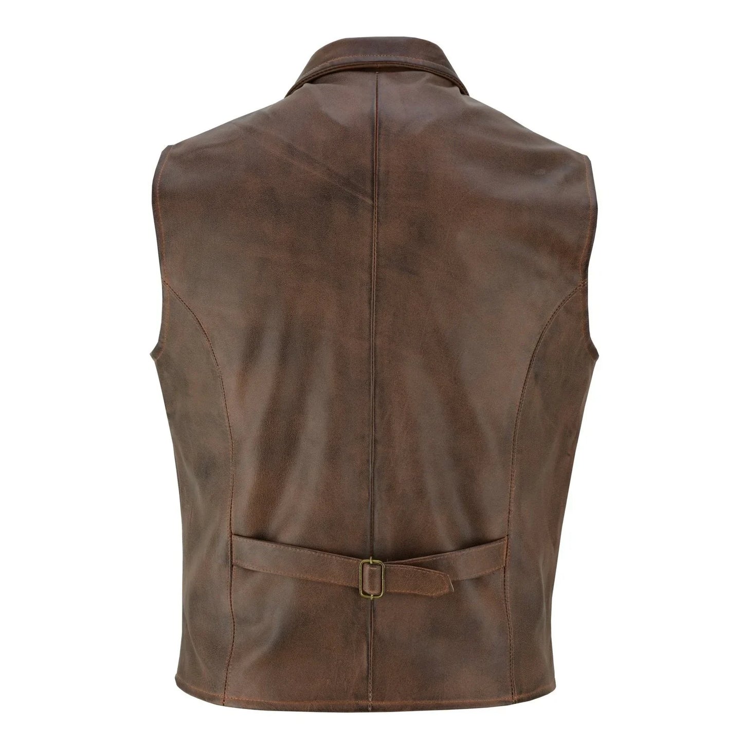 mens blazer style formal brown leather waistcoat vest -