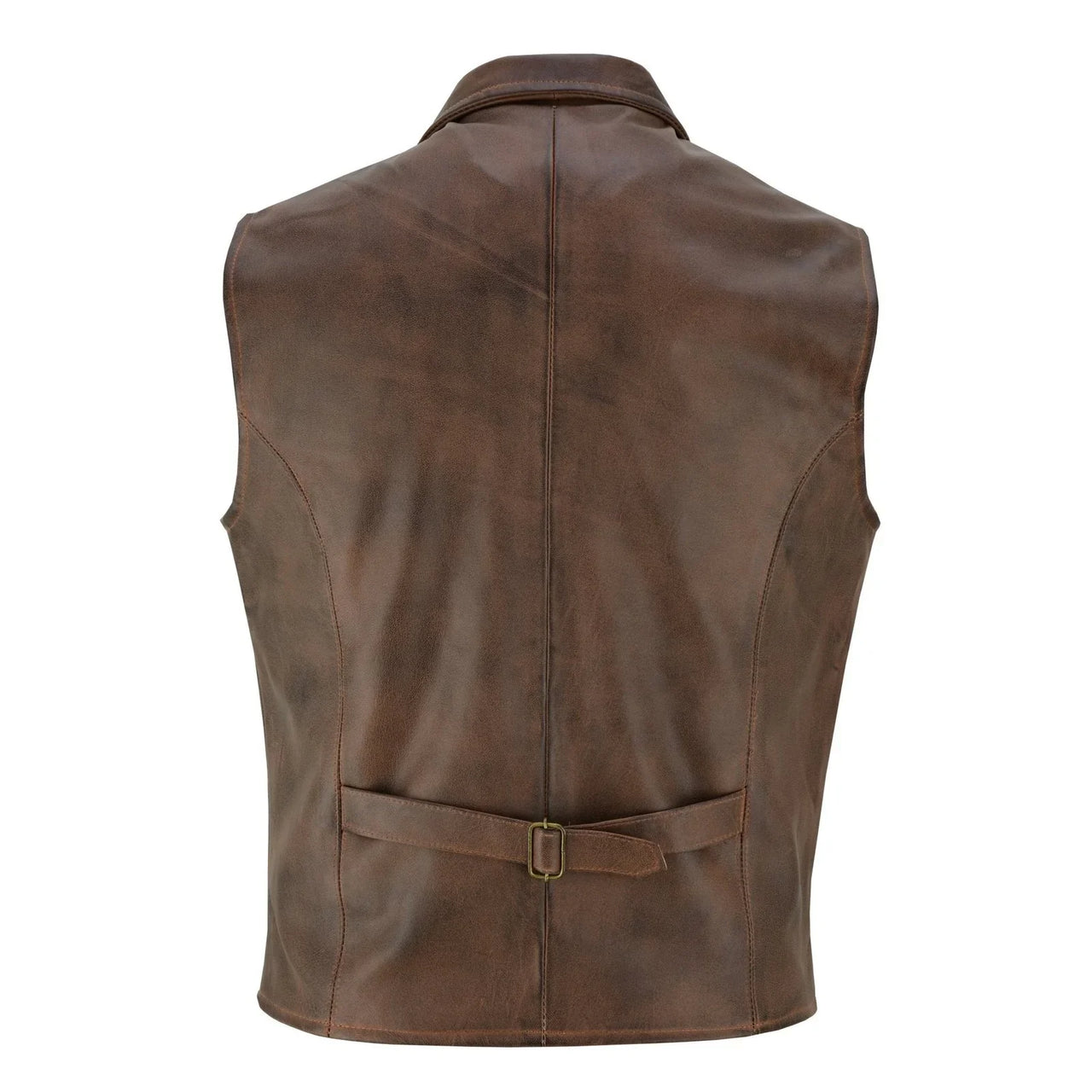 Mens Blazer Style Formal Brown Leather Waistcoat Vest -