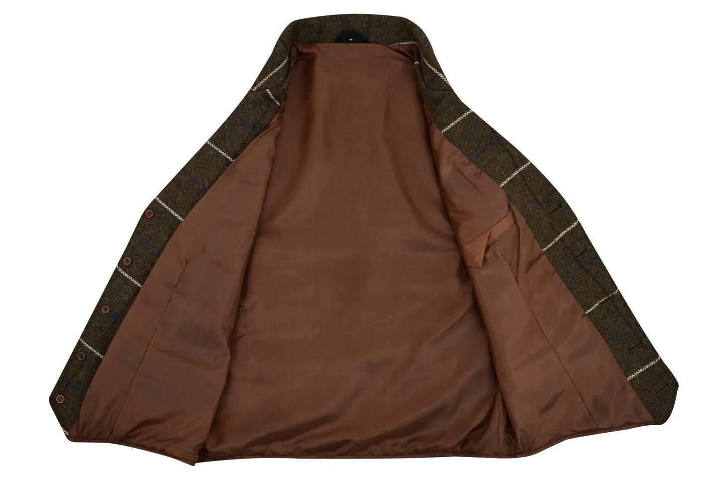 mens blazer style formal check suit waistcoat vest tweed wool -