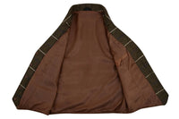Mens Blazer Style Formal Check Suit Waistcoat Vest Tweed Wool -