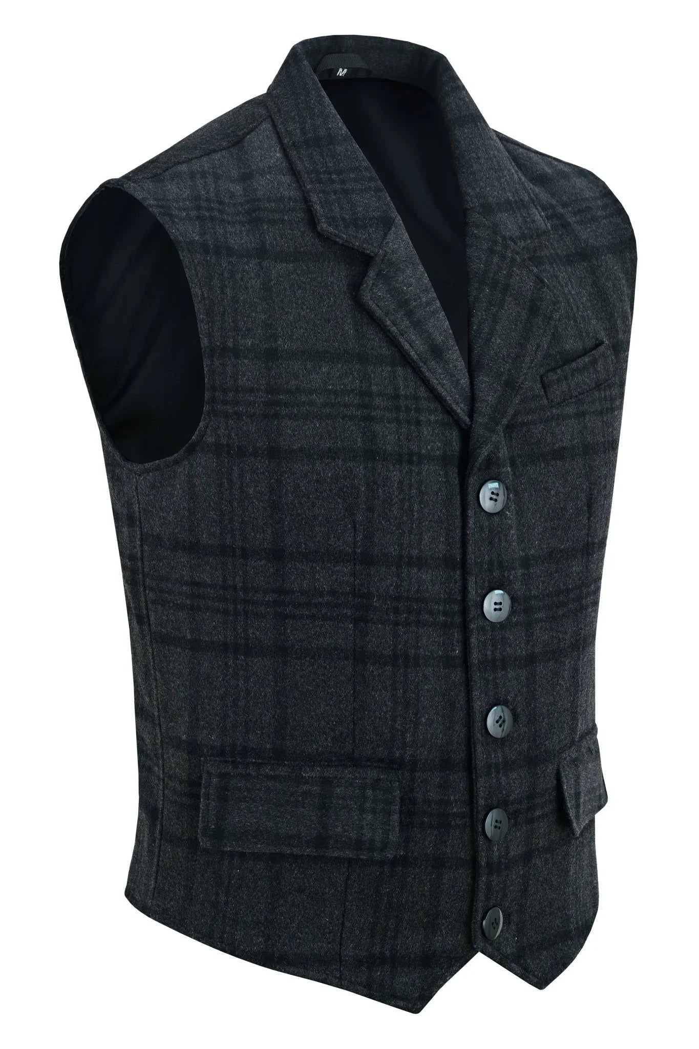 mens blazer style formal check suit waistcoat vest tweed wool -