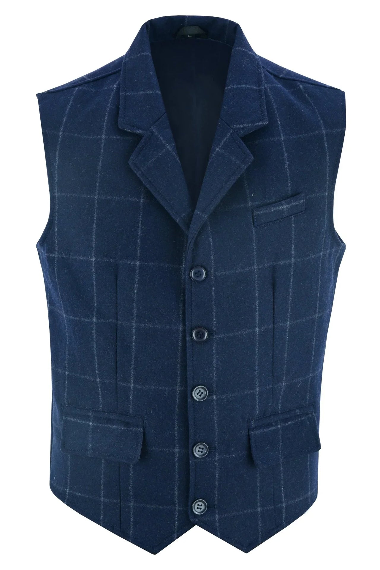 Mens Blazer Style Formal Check Suit Waistcoat Vest Tweed Wool