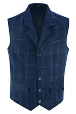Mens Blazer Style Formal Check Suit Waistcoat Vest Tweed Wool -