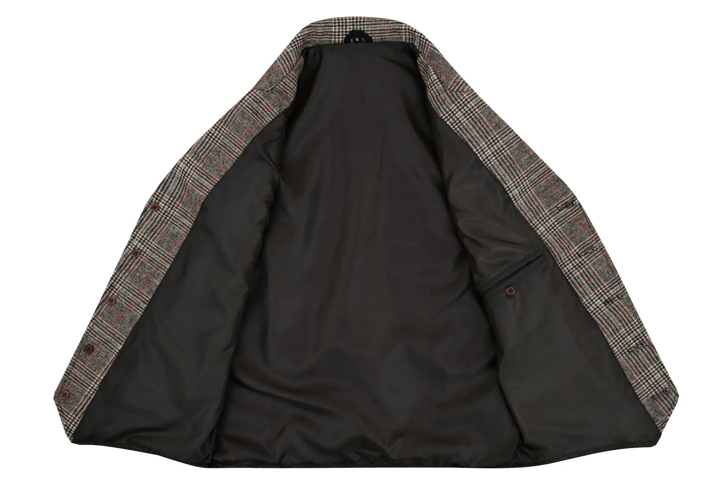 mens blazer style formal check suit waistcoat vest tweed wool -