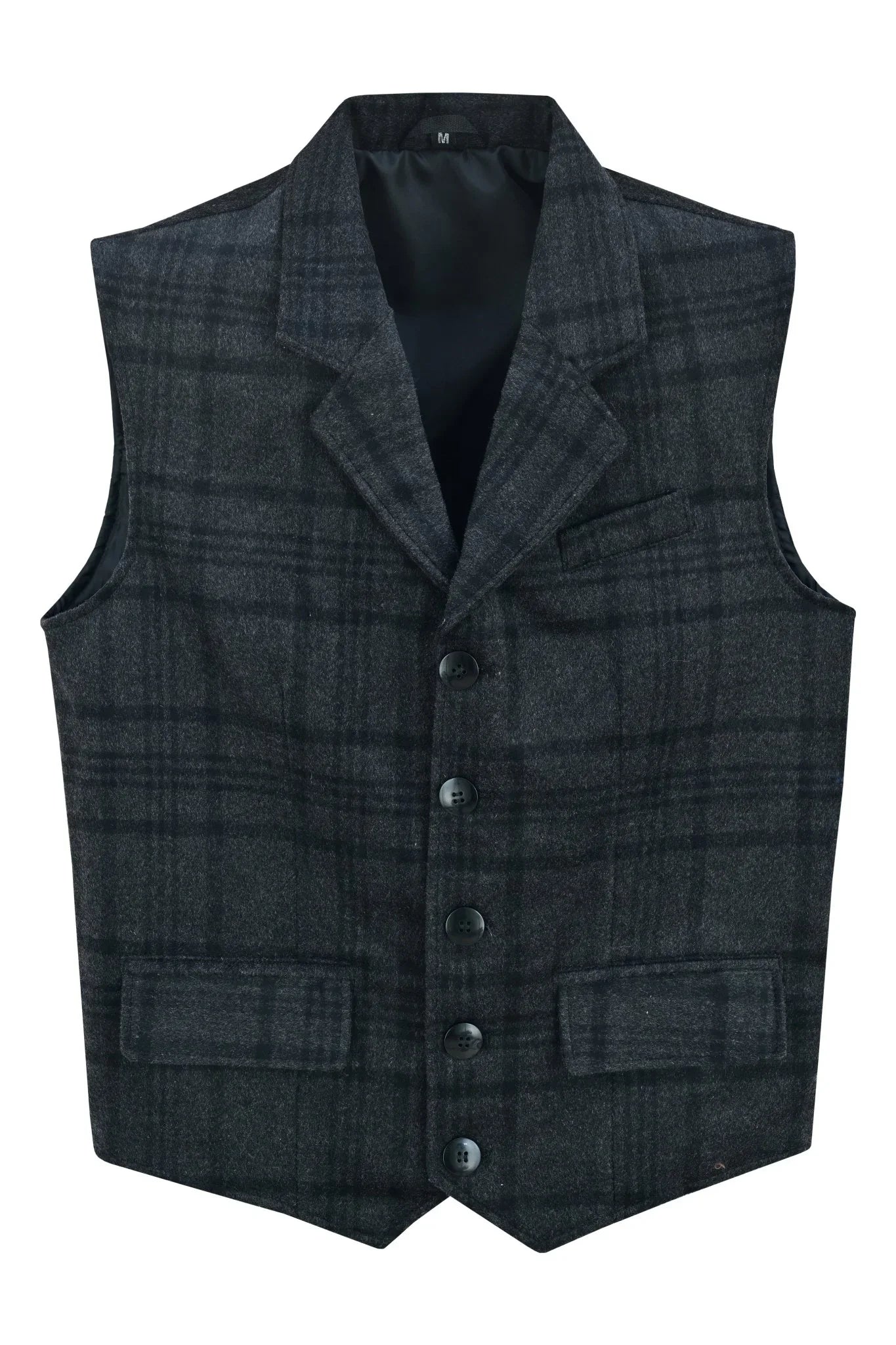 mens blazer style formal check suit waistcoat vest tweed wool -