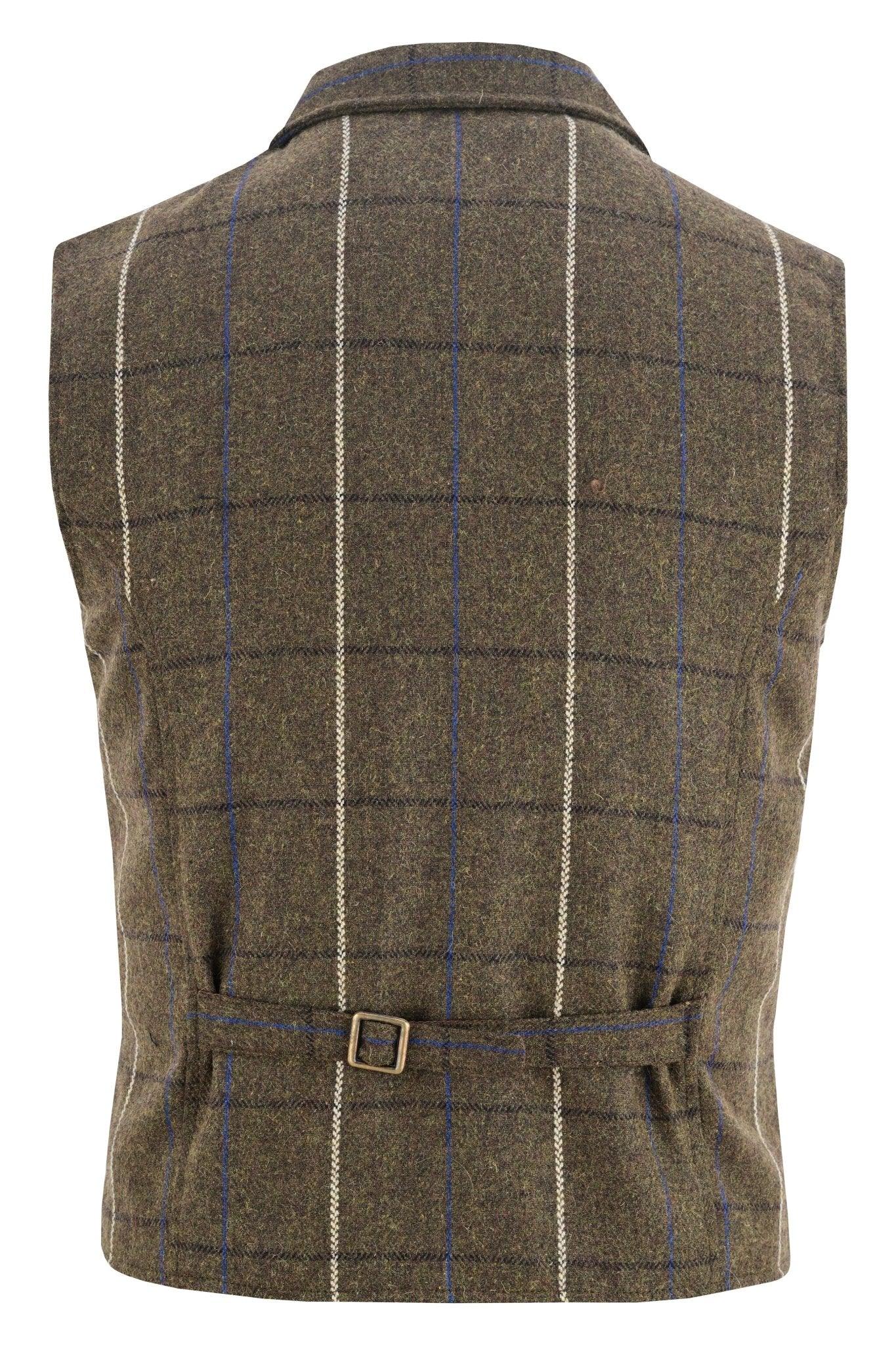 mens blazer style formal check suit waistcoat vest tweed wool -