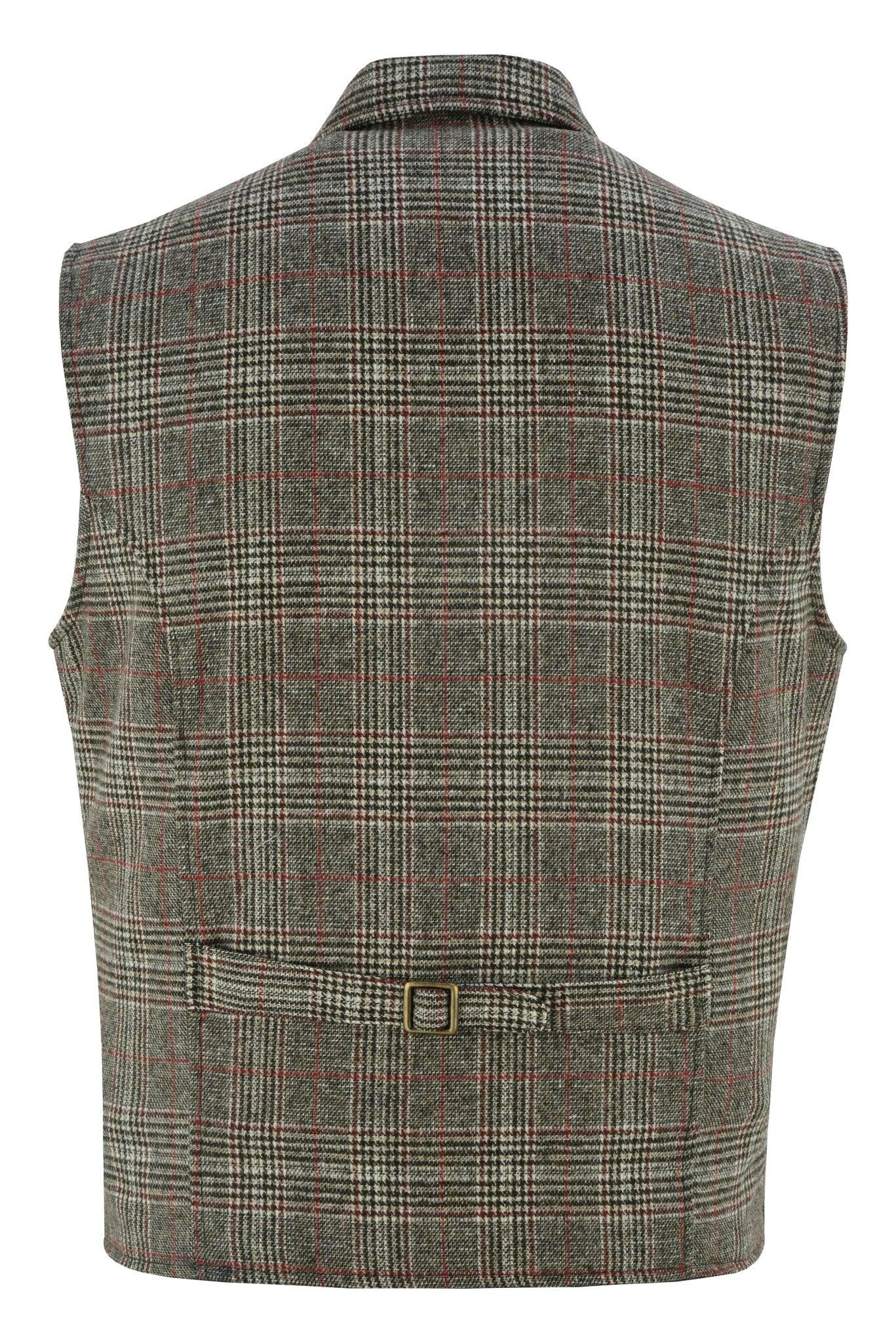 mens blazer style formal check suit waistcoat vest tweed wool -