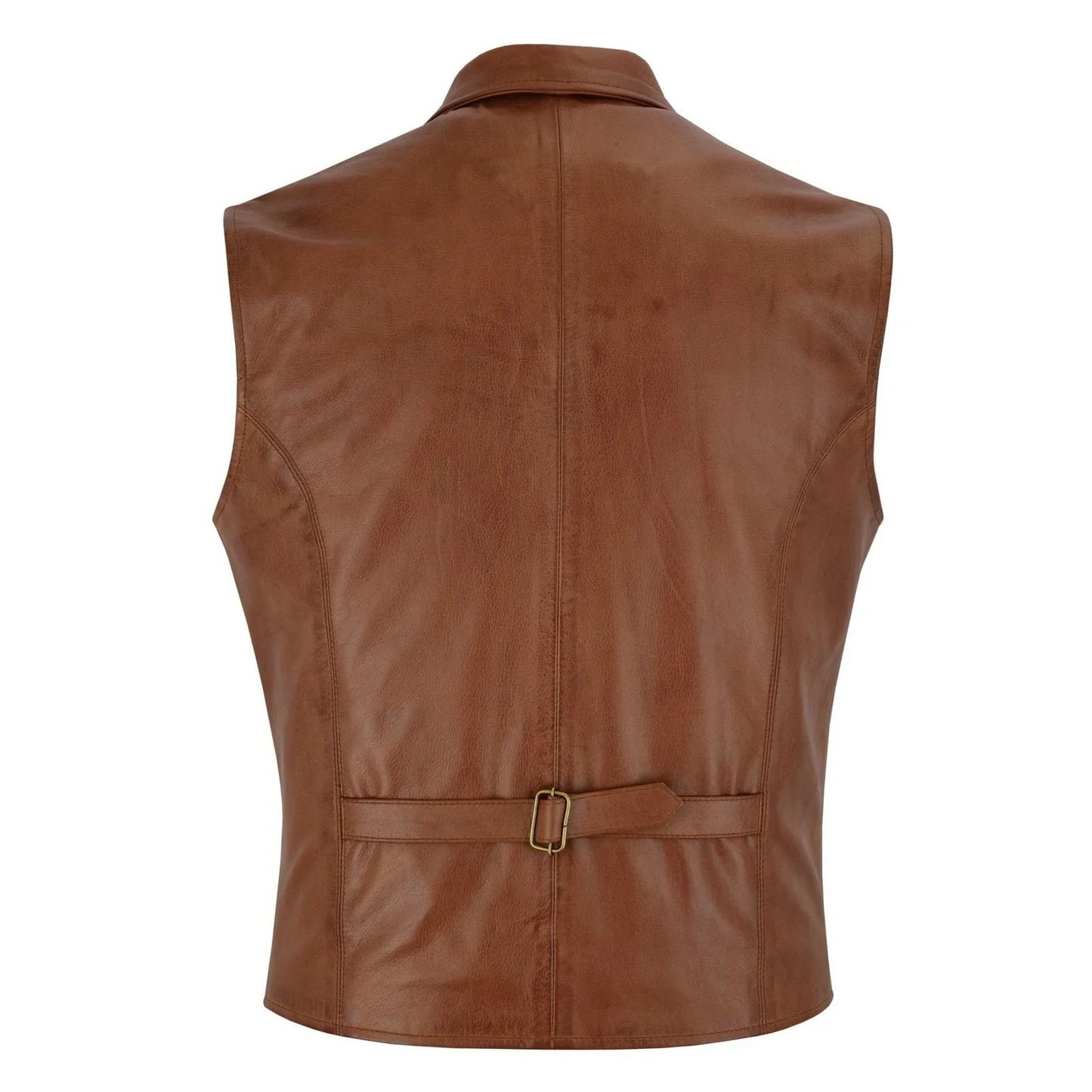 mens blazer style formal tan leather waistcoat vest -