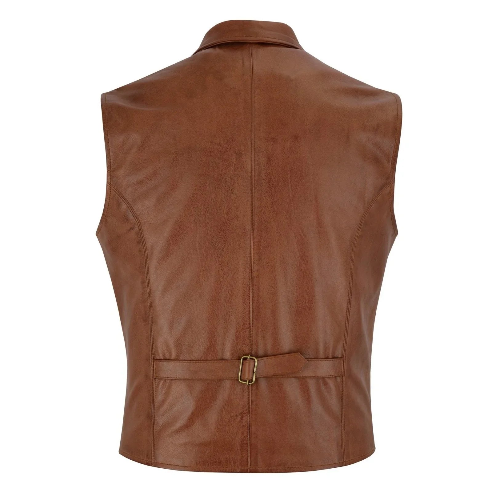 Mens Blazer Style Formal Tan Leather Waistcoat Vest -