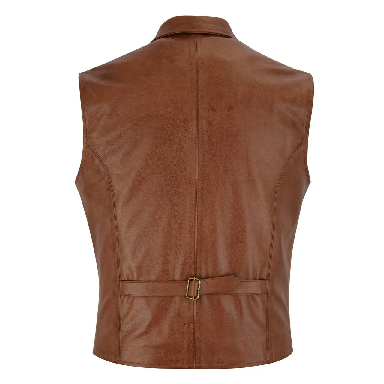 Mens Blazer Style Formal Tan Leather Waistcoat Vest -