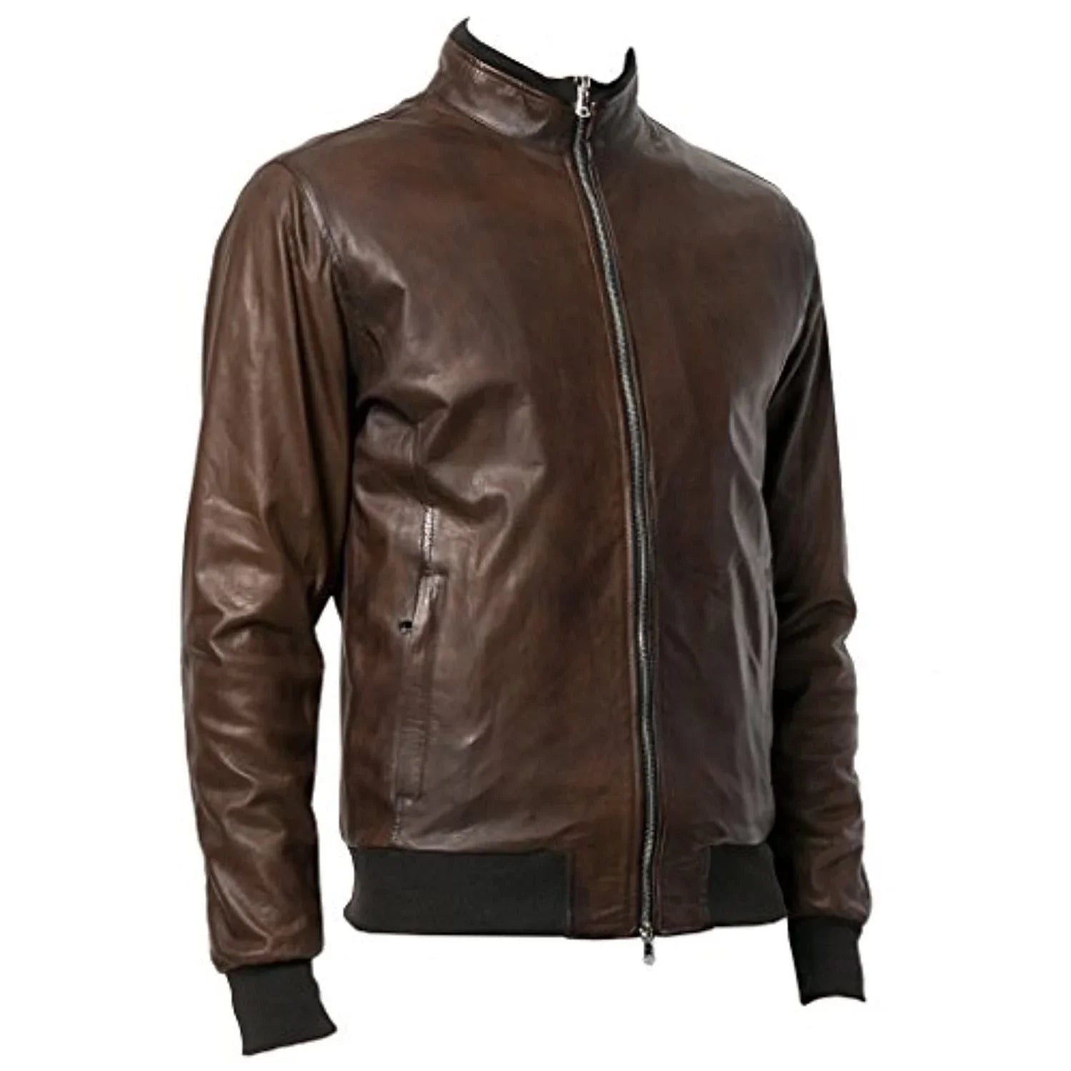 Mens Bomber Zipped Smart Leather Jacket -