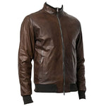 Mens Bomber Zipped Smart Leather Jacket -