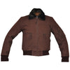 Men's Brown Nubuck Leather Fur Bomber Pilot Jacket -