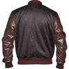 Mens Brown Tweed Casual Bomber Jacket with real leather sleeves -