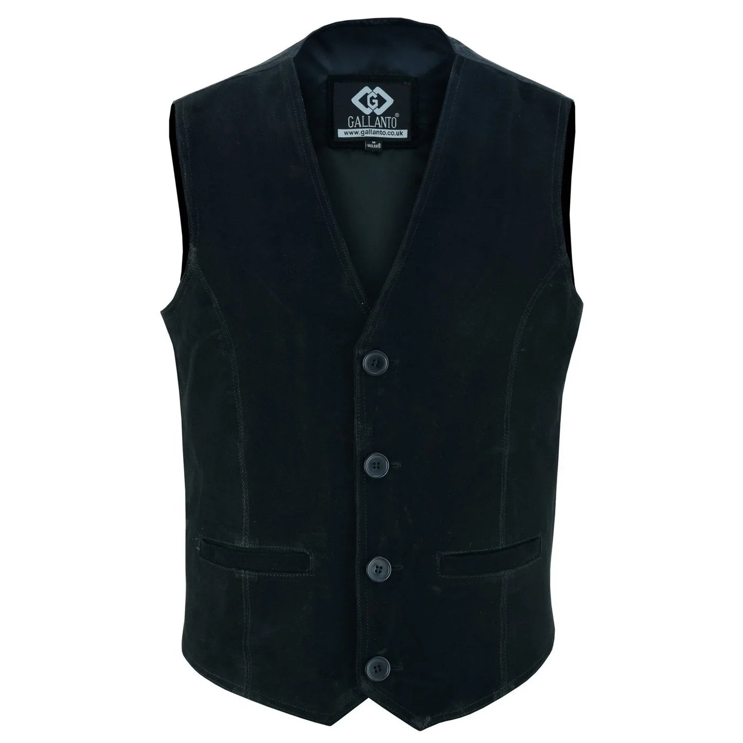 mens buttoned classic black soft suede leather waistcoat vest -
