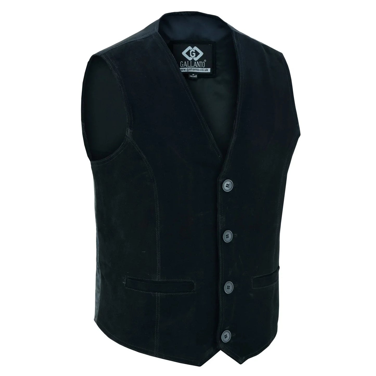 mens buttoned classic black soft suede leather waistcoat vest -