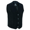 Mens Buttoned Classic Black Soft Suede Leather Waistcoat Vest -