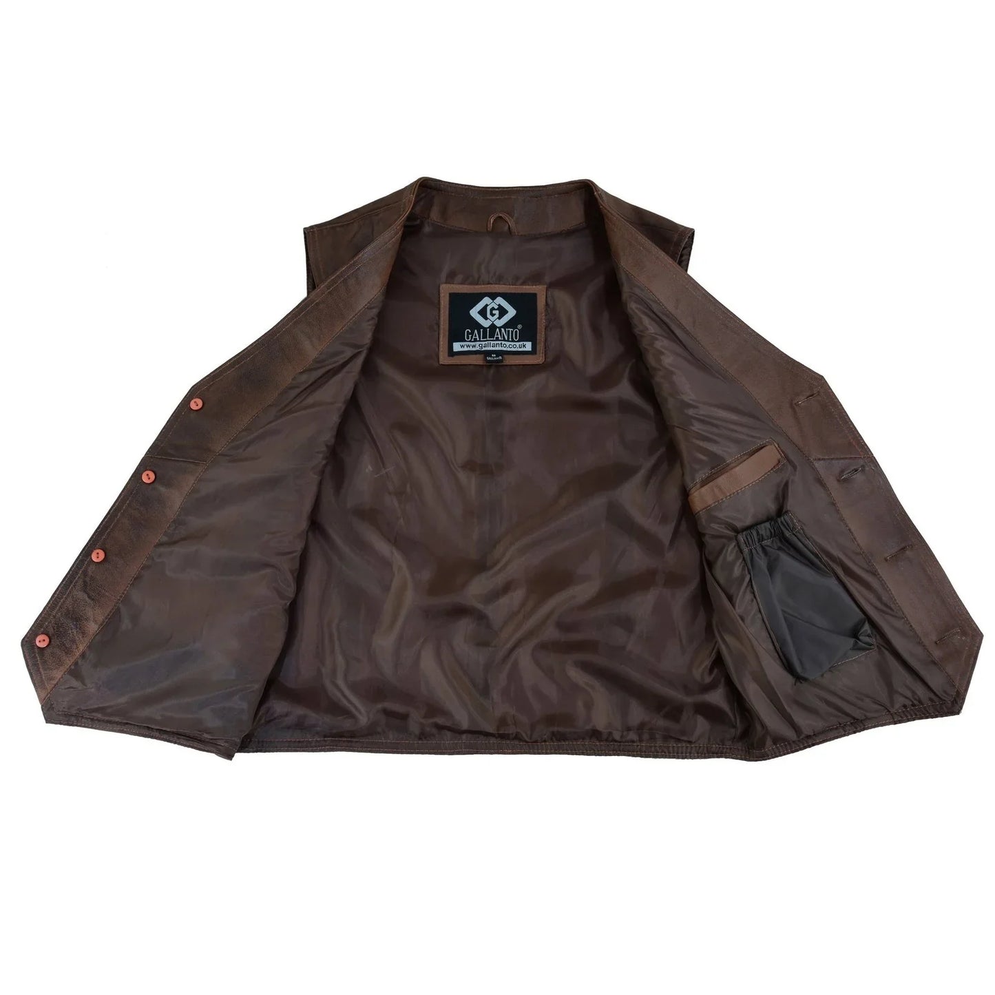 mens buttoned classic brown soft leather waistcoat vest -
