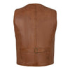 Mens Buttoned Tan Leather Waistcoat -