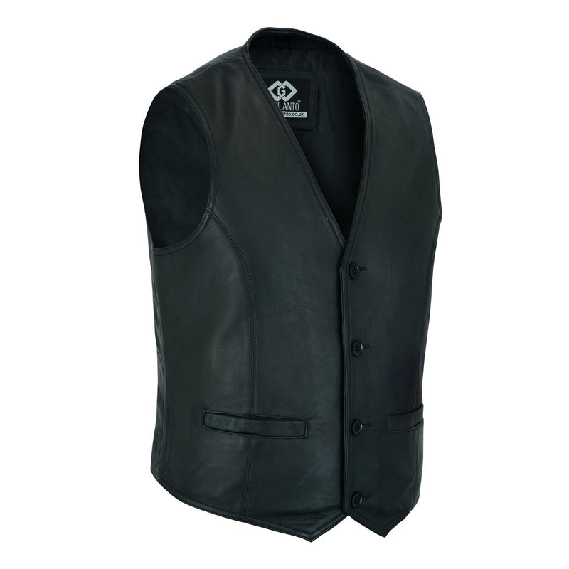 Mens Buttoned Tan Leather Waistcoat Vest -