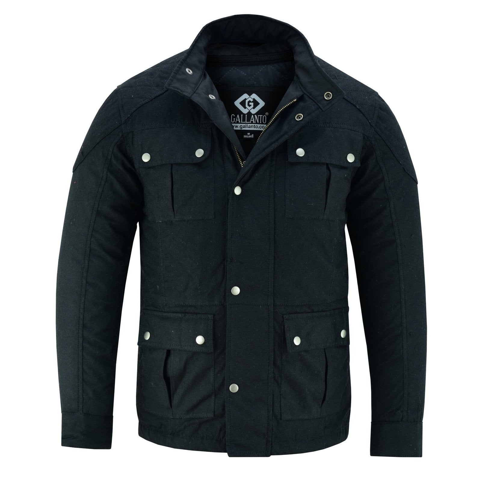 Men s Classic Black Waxed Cotton Motorcycle Jacket Textile Biker Armoured vintag