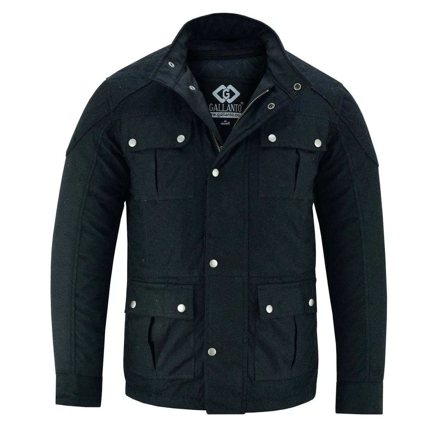 men's classic black waxed cotton motorcycle jacket textile biker armoured vintag -