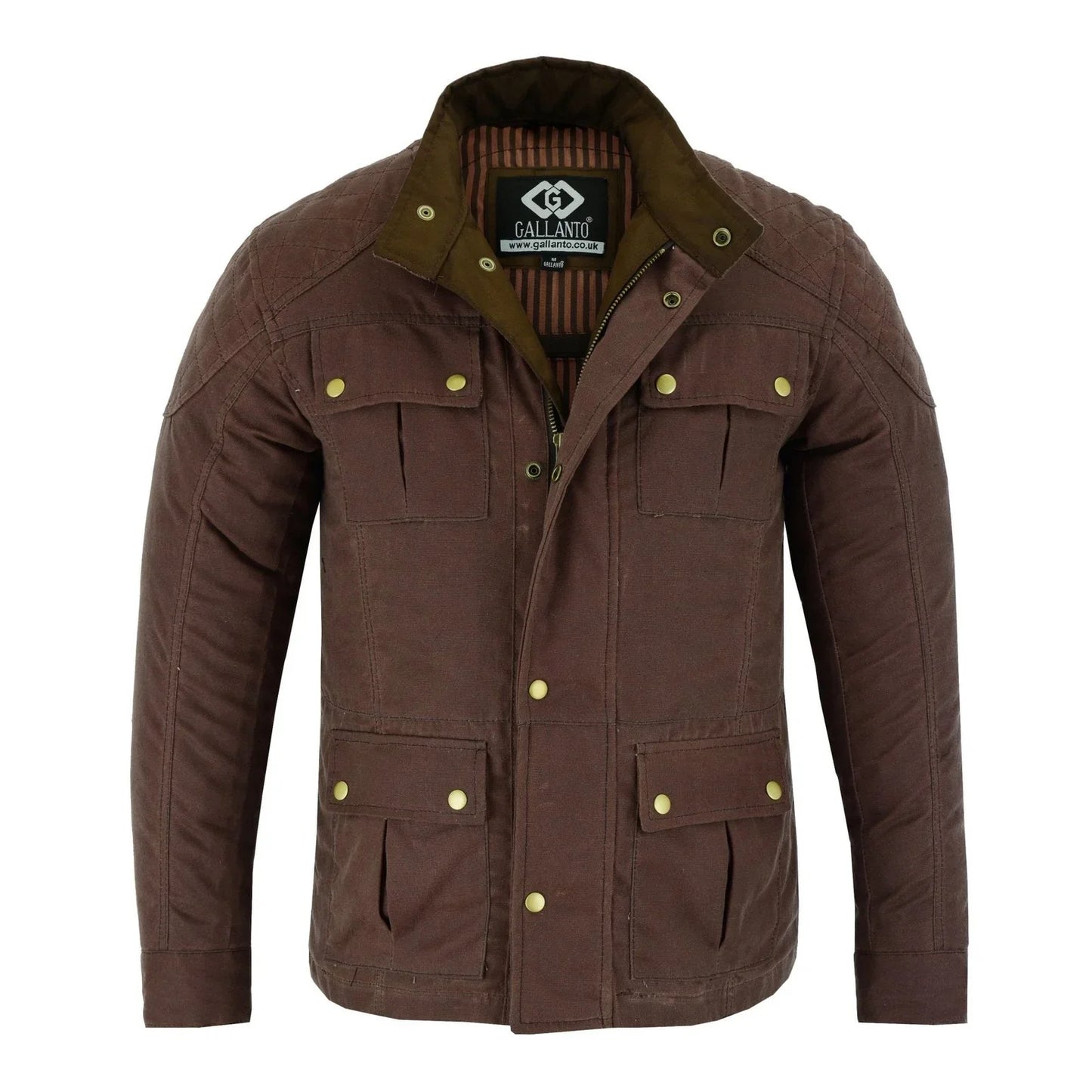 men's classic brown waxed cotton motorcycle jacket textile biker armoured vintag -