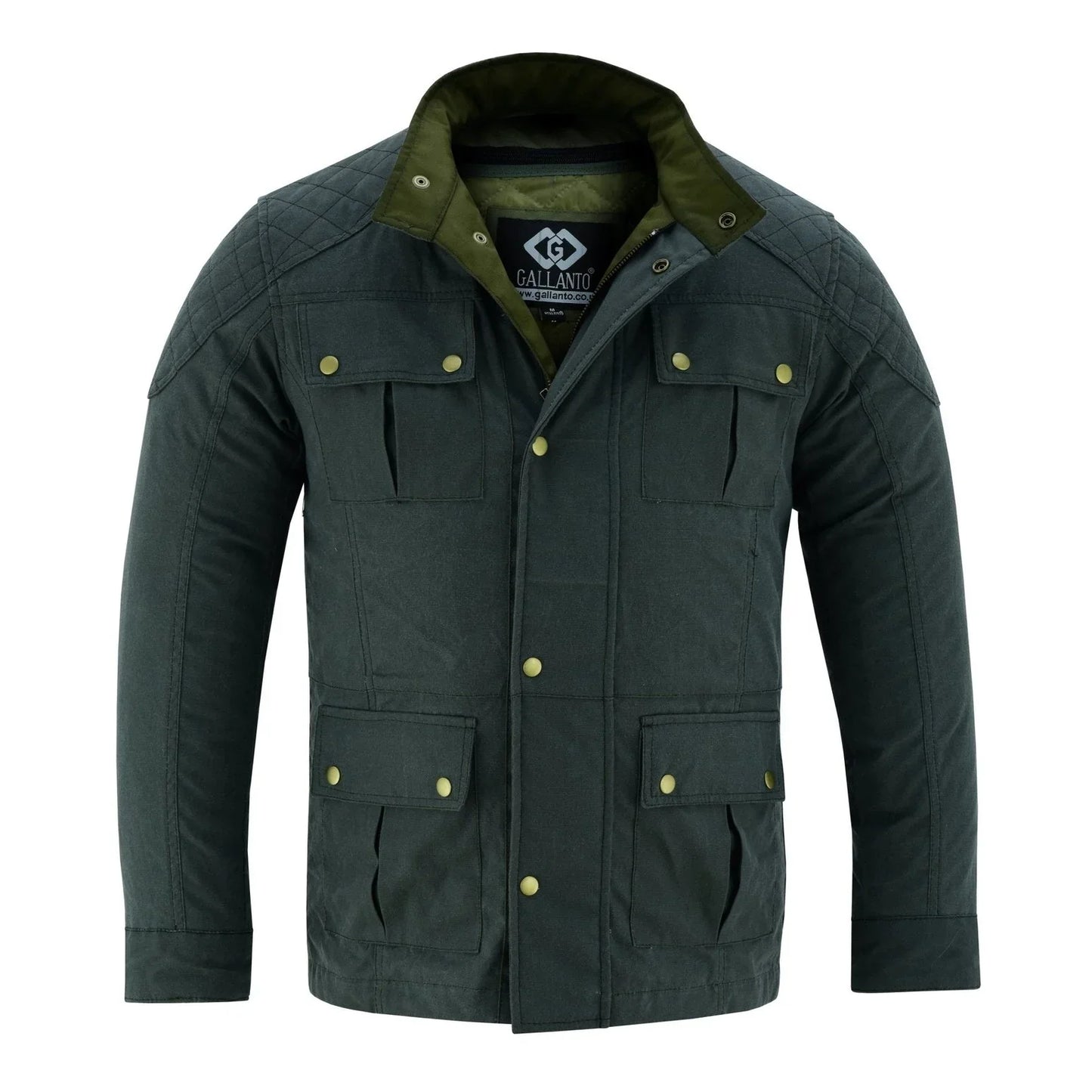 men's classic green waxed cotton motorcycle jacket textile biker armoured vintag -