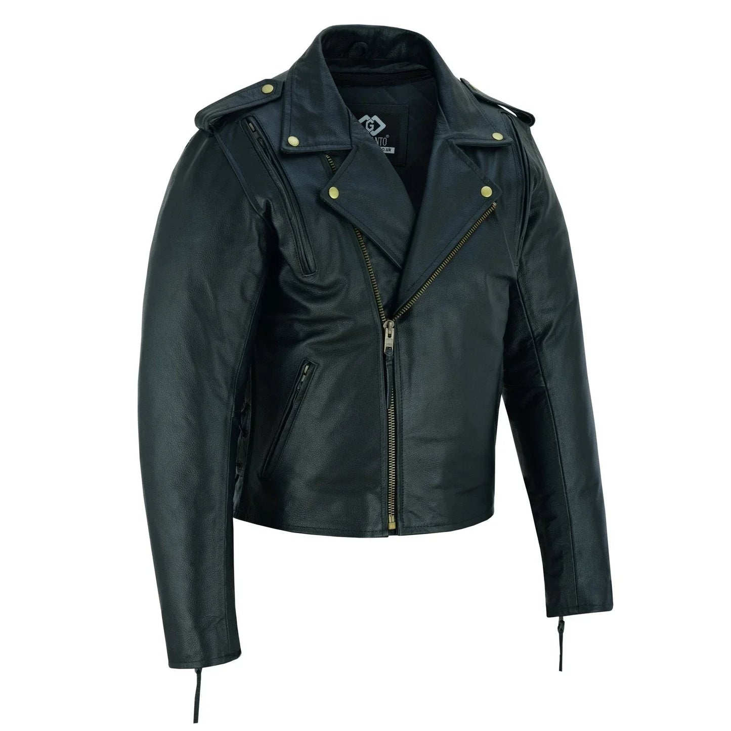 men's cool rider black vented premium leather motorcycle jacket -