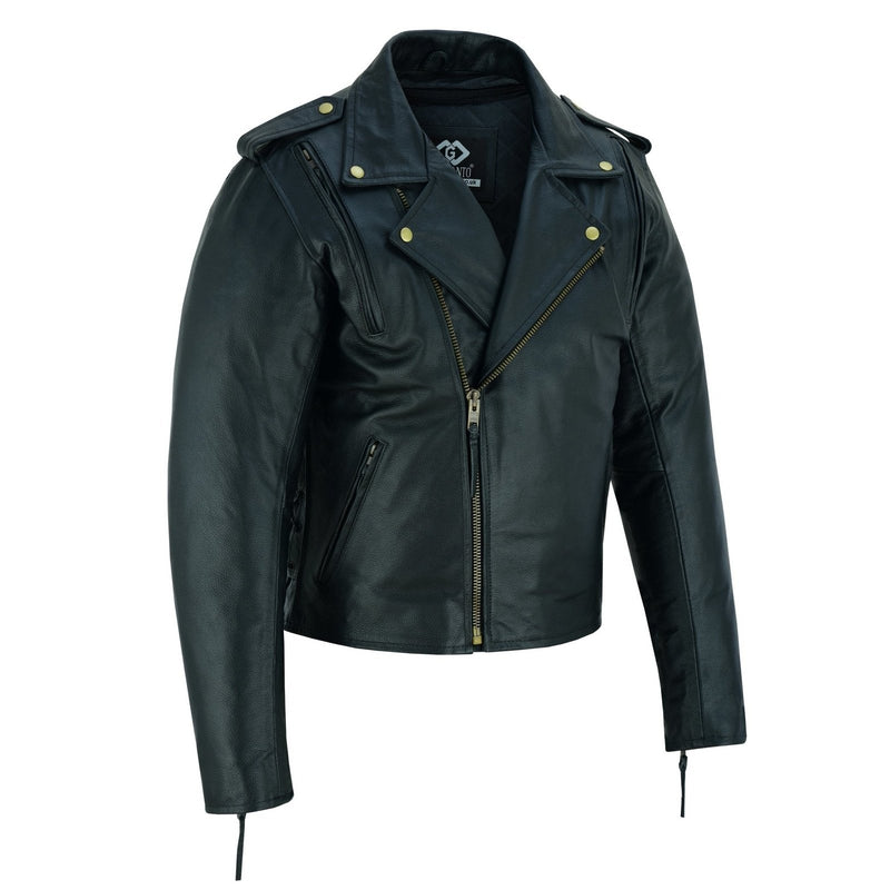 Men's Cool Rider Black Vented Premium Leather Motorcycle Jacket -