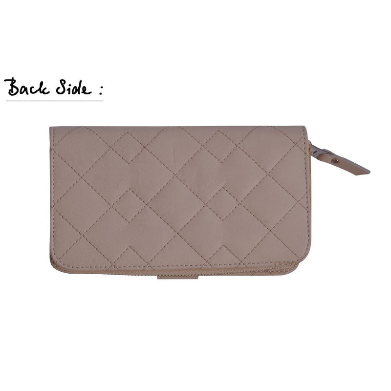 Men's Cream Zip Round Quilted Leather Purse -