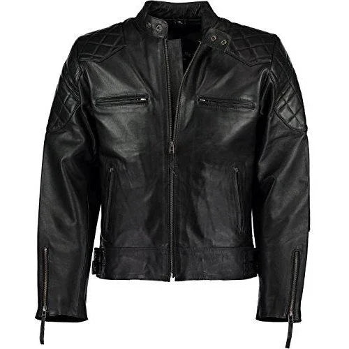 mens david beckham black stannard leather jackets -