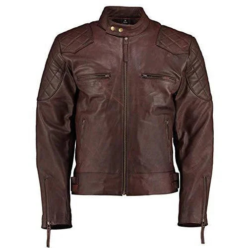 mens david beckham stannard vintage brown leather jacket -