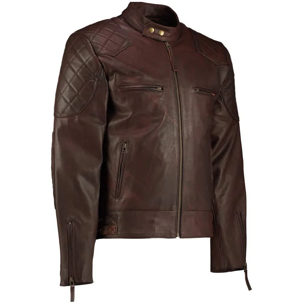mens david beckham stannard vintage brown leather jacket -