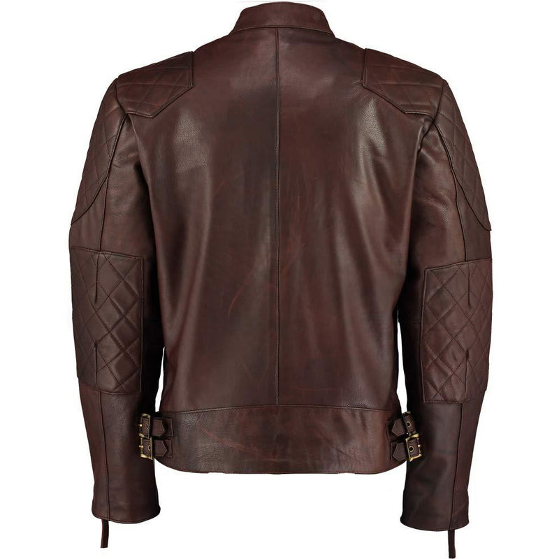 Mens David Beckham Stannard Vintage Brown Leather Jacket -
