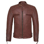 Mens David Beckham Stannard Vintage Wine Red Leather Jacket -