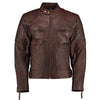 Mens David Beckham Vintage Brown Stannard Leather Jacket -