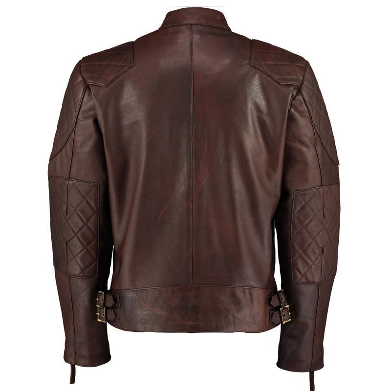 Mens David Beckham Vintage Brown Stannard Leather Jacket -